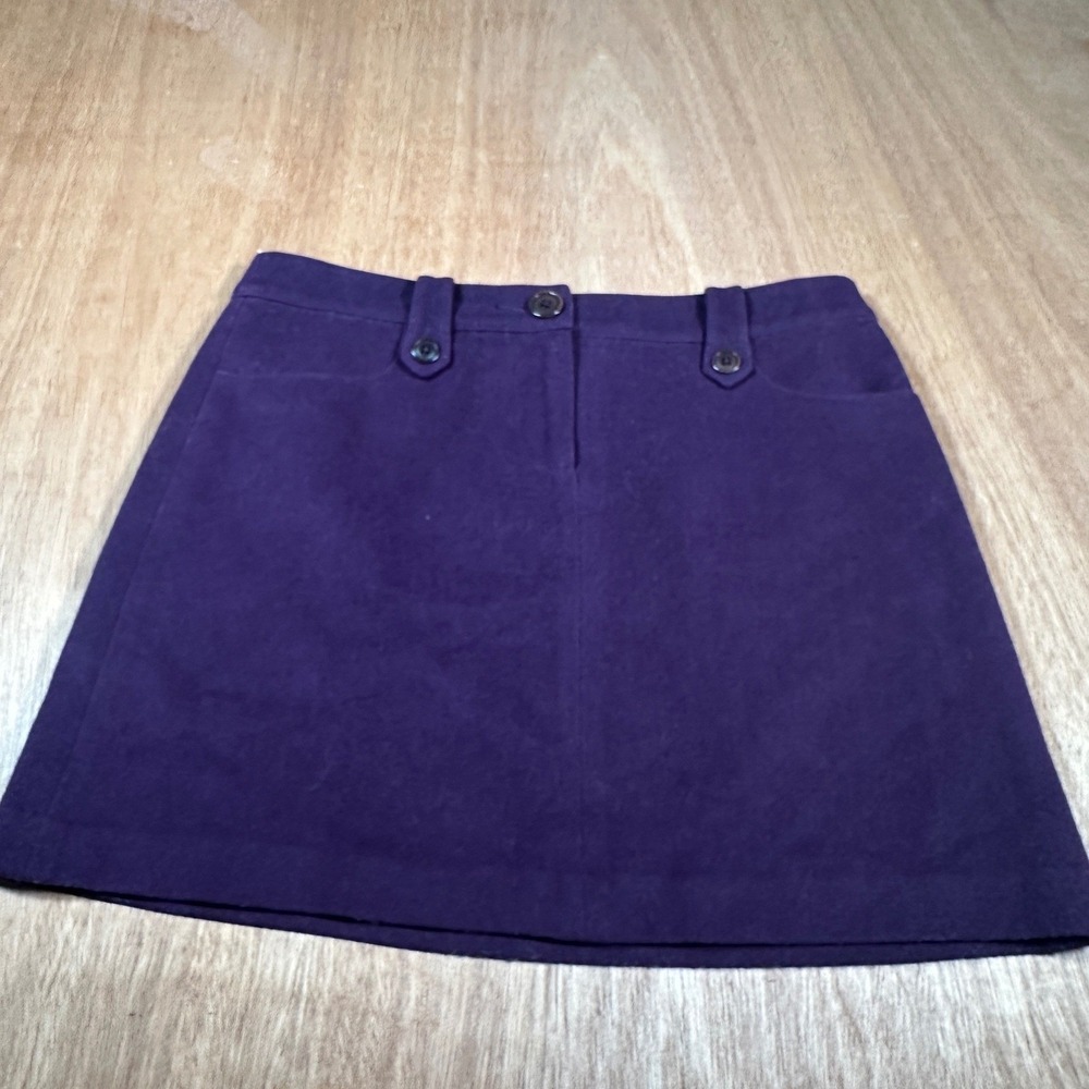 Boden Wool Angora Skirt Women 12R (US 8) Purple A-Line Mini Button Tab